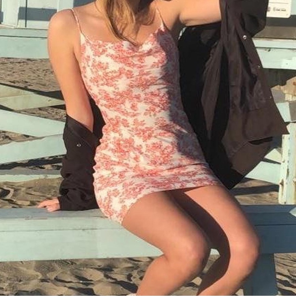 Floral Pink Spaghetti Strap Dress